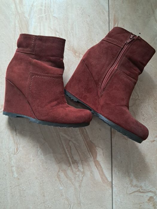 Botki bordo, zamszowe, 38 Graceland