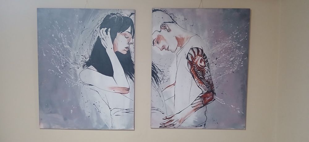 Quadros pintura óleo par