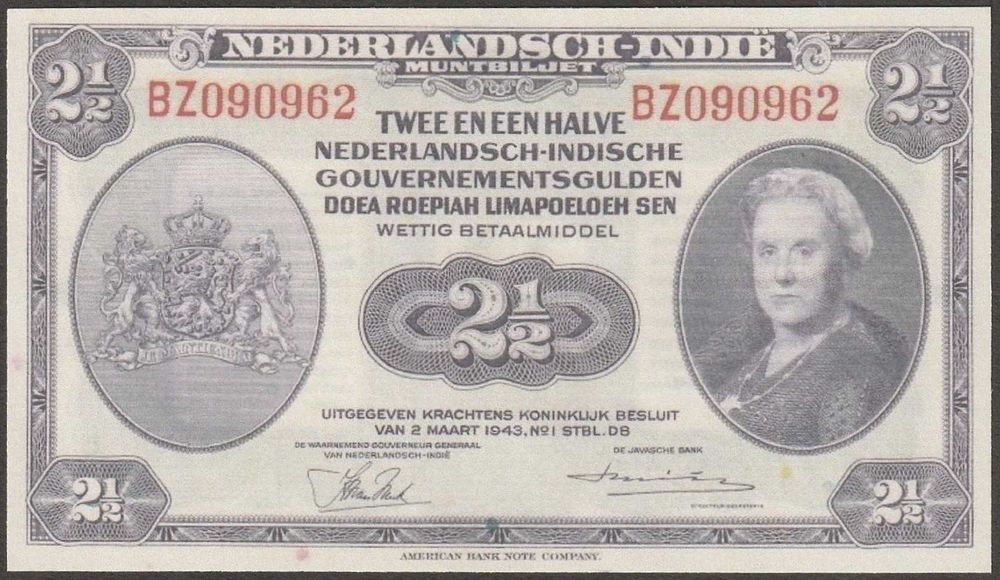 Indie Holenderskie 2,5 guldena 1943