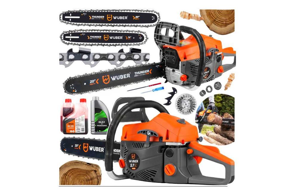 Piła Spalinowa 5.7KM MOCNA Wuber Łańcuchowa Pilarka 2 PROWADNICE Nowa