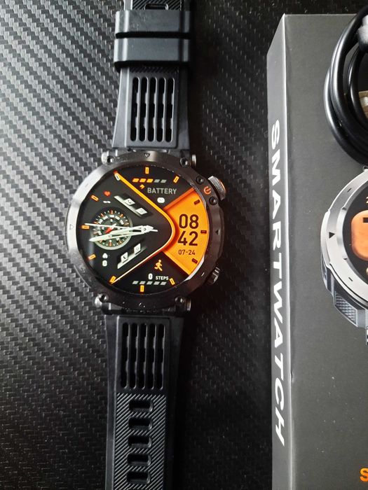 Smartwatch 1.7" z latarką LED, IP68, OGROMNA BATERIA ! Idealny