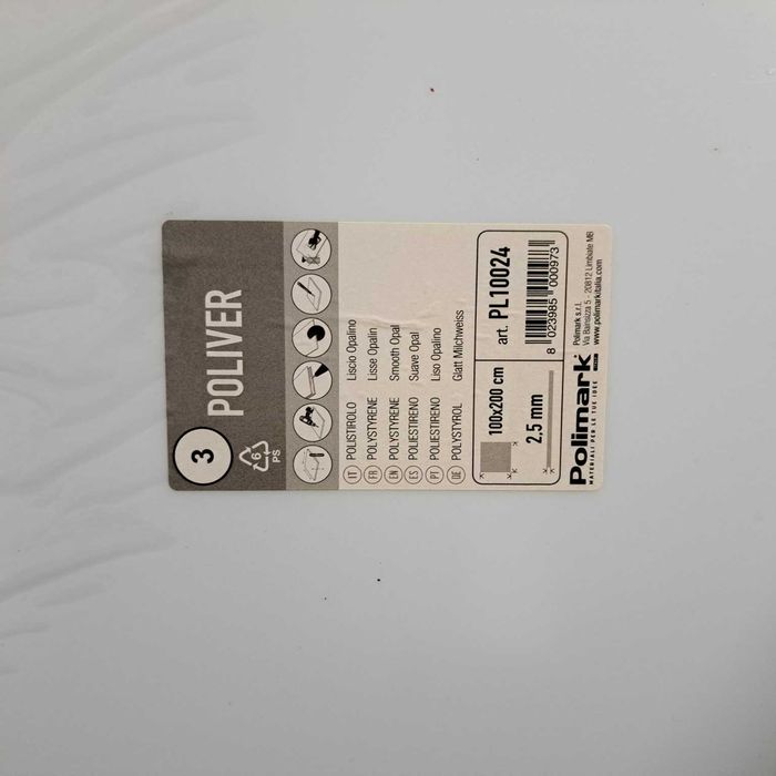 3 Placas Poliestireno Liso Opalino 100 x 200 cm 2,5 mm Como Novas