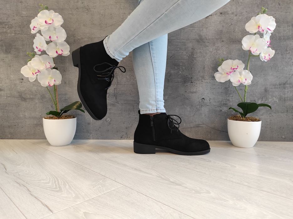 Botki damskie zamszowe ocieplane 36-41 wyprzedaż zamek