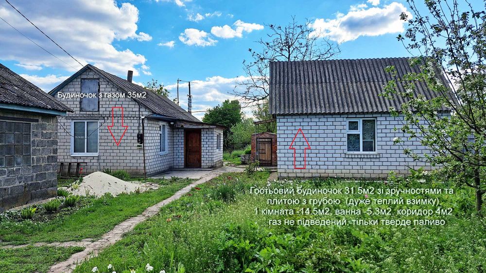 Газифікований невеликий Будинок, з гостьовим будиночком зі зручностями