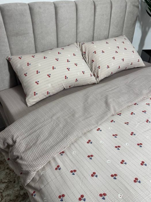 Постільна білизна муслін/жатка з простирадлом на резинці  Постельное