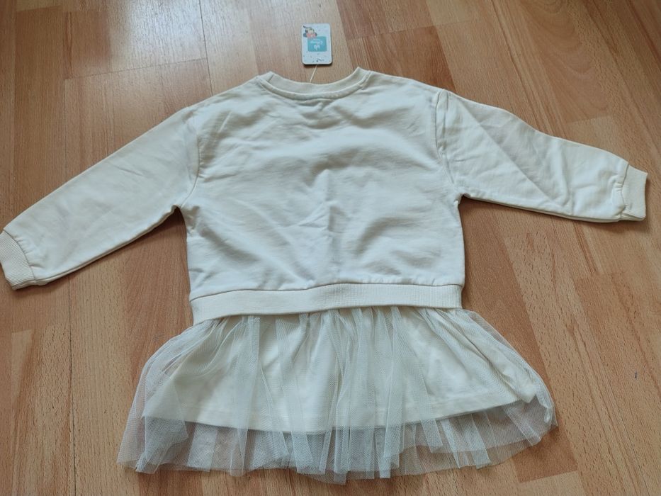 Nowa Bluza Tunika z tiulem 98 kremowa Minnie Mouse