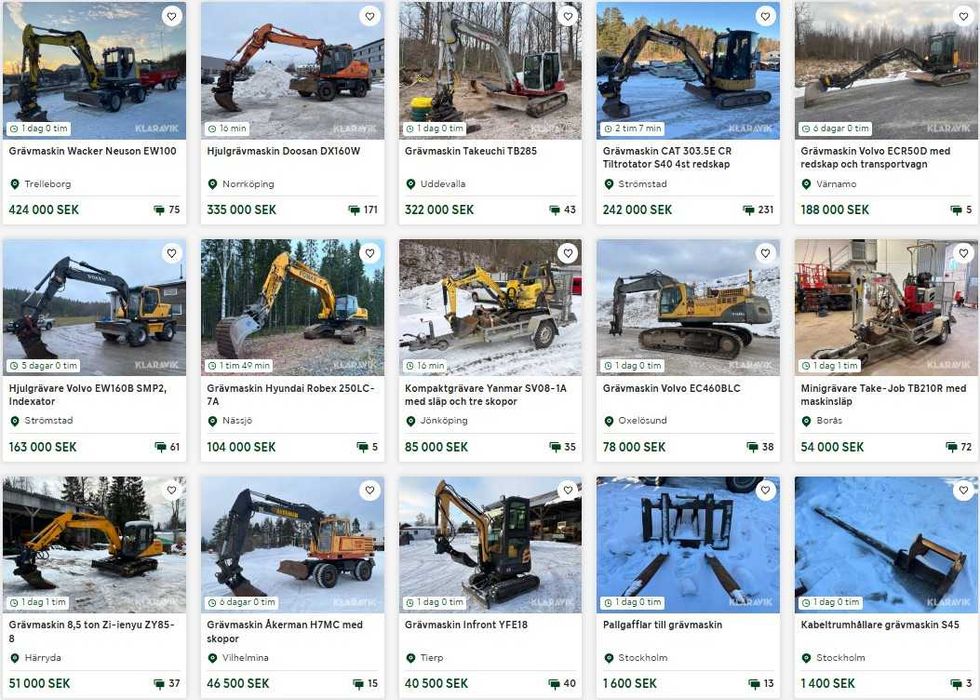 Koparki, Ładowarki, maszyny budowlane - AUKCJE