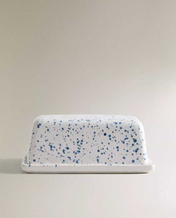 ZARA HOME maselniczka z kamionki kropki plamki ciapki kamionka cermika
