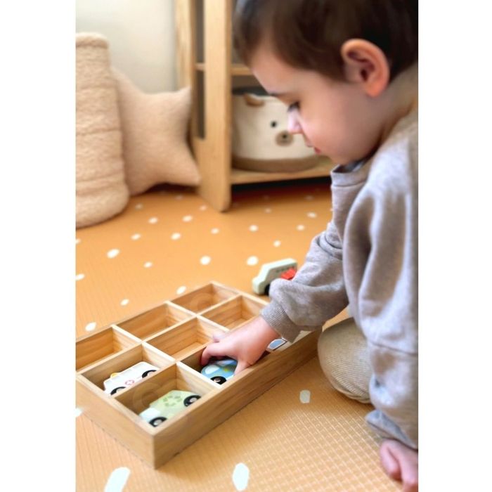 TOOKY TOY Zestaw Drewnianych Pojazdów i Znaków Drogowych w Pudełku