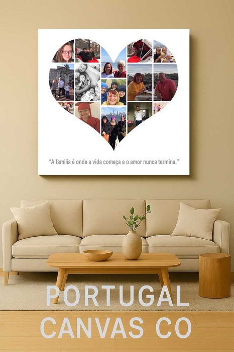 Family Photo Collage Canvas – Arte Personalizada com Pré‑visualização Antes da Impressão