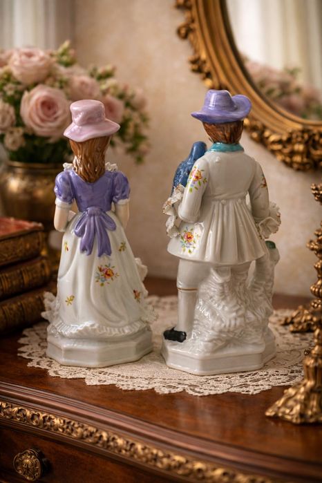 Винтажная пара из богемского фарфора с птицами,Богемия 1950гг