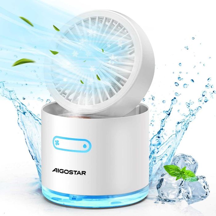 NOVO - Ventilador PORTÁTIL de mesa com ÁGUA e 7 luzes noturnas