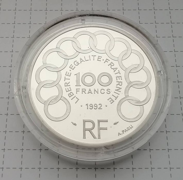 Франція 100 франків 1992р. Жан Монне (15 ЕКЮ). СРІБЛО. Пруф.