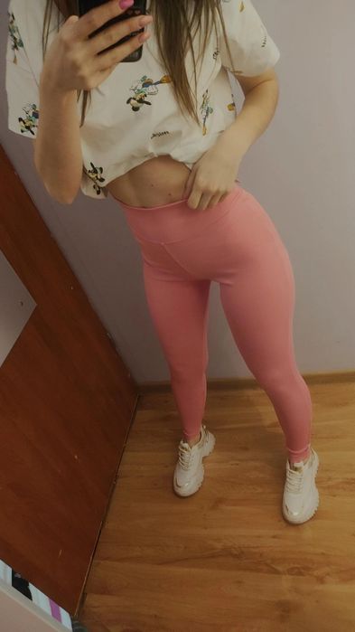 Legginsy prazek cukierkowy róż