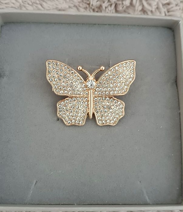 Śliczna błyszcząca broszka motyl