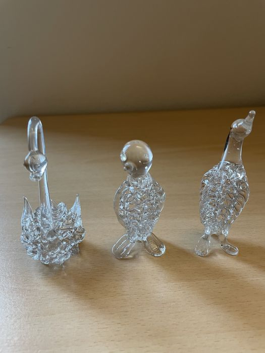 Figurki szklane 3 sztuki prl