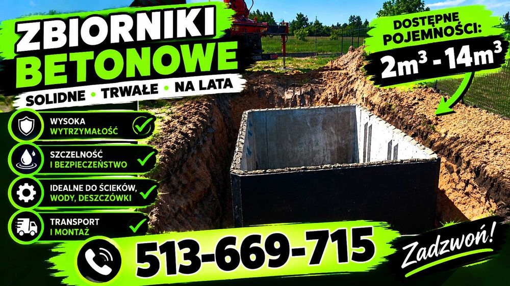Zbiorniki betonowe solidne szambo od Producenta / Kanały samochodowe / Piwnice