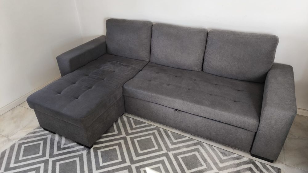 Chaise longue reversível de tecido com cama HARRY cor cinza