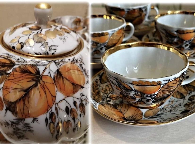 Сервиз золотая осень редкий 23предмета новий Антиквариат ссср ussr