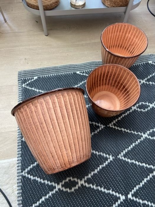 Osłonka doniczka metalowa TKmaxx + 2 mniejsze