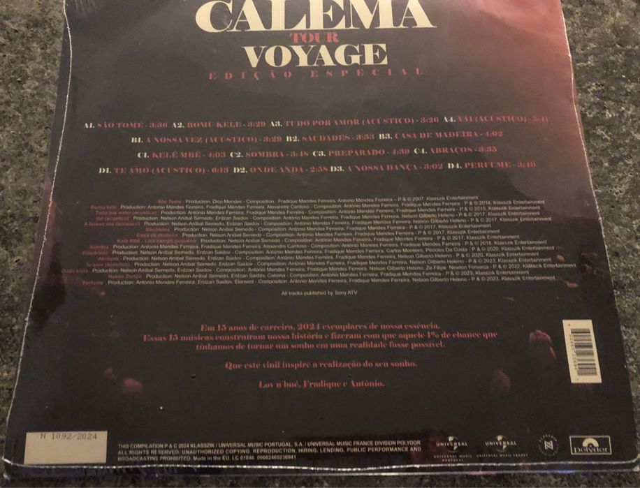 Disco em vinil 2 duplo novo Calema Voyage