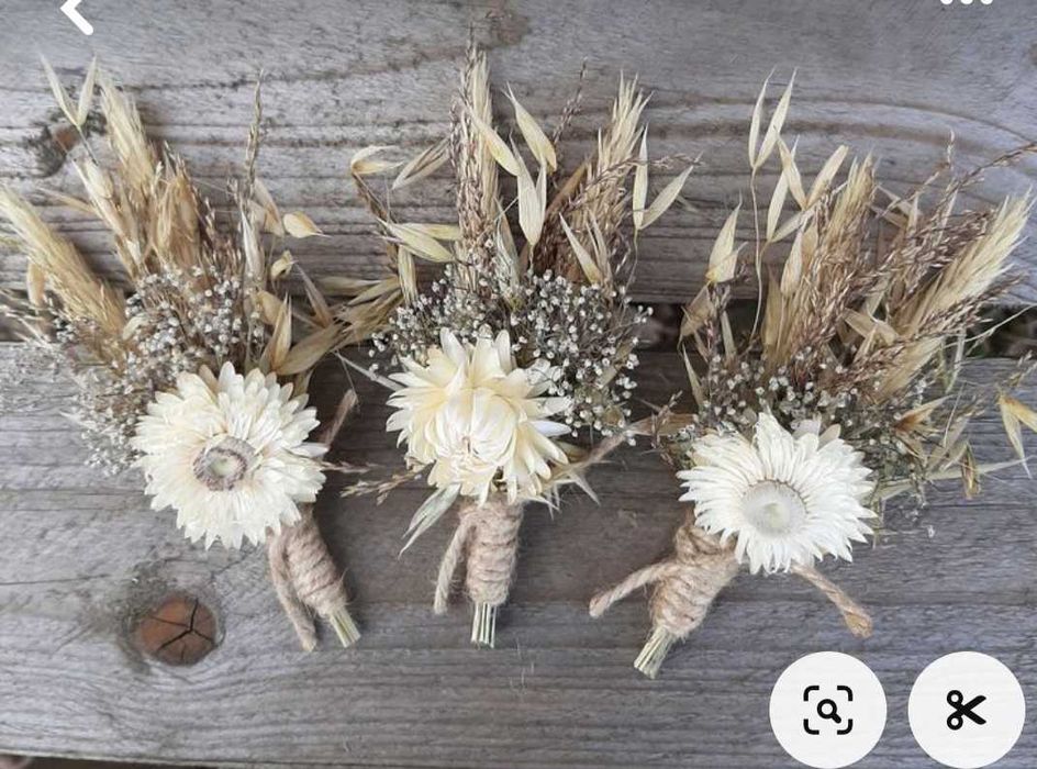 Zestaw 3 butonierek naturalnych