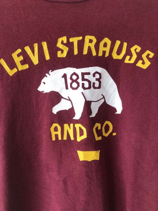 Levi Strauss & Co T-shirt bordowy, nadruk 1853, oryginalny