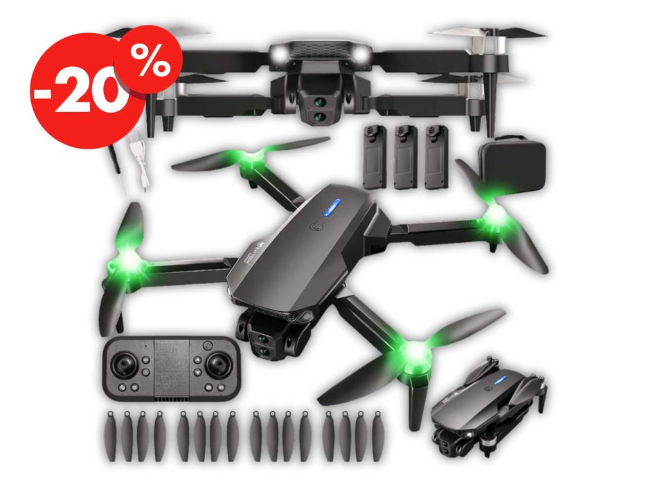 Profesjonalny Dron 2 Kamery 30min WiFi 300m Zdalnie Sterowany - OKAZJA