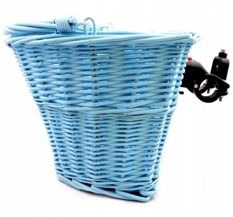 Wiklinowy kosz rowerowy click koszyk niebieski błękitny zaczep