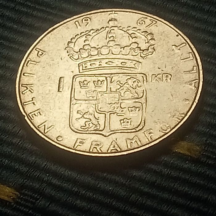 moeda em prata suecia 1 coroa 1967