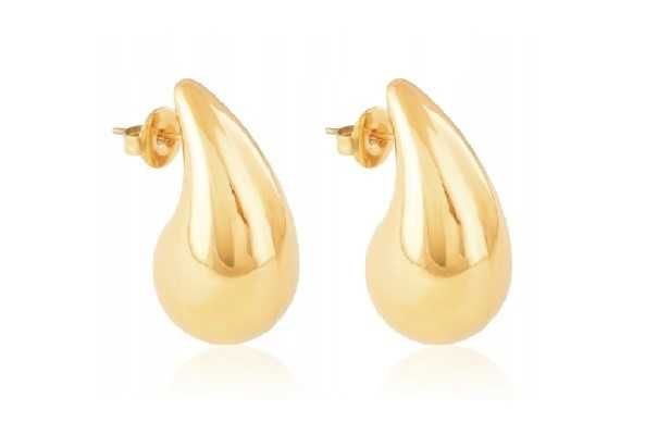 Kolczyki Złote małe krople ŁEZKI 1,9 cm stal chirurgiczna VP2