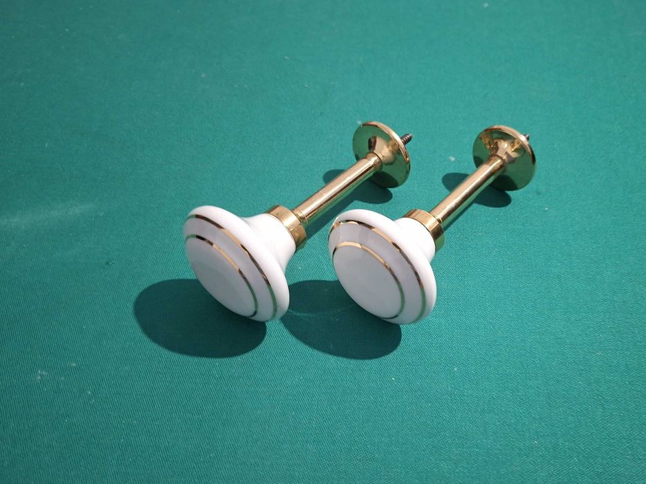 Vintage Curtain Tiebacks in Porcelain and Brass
