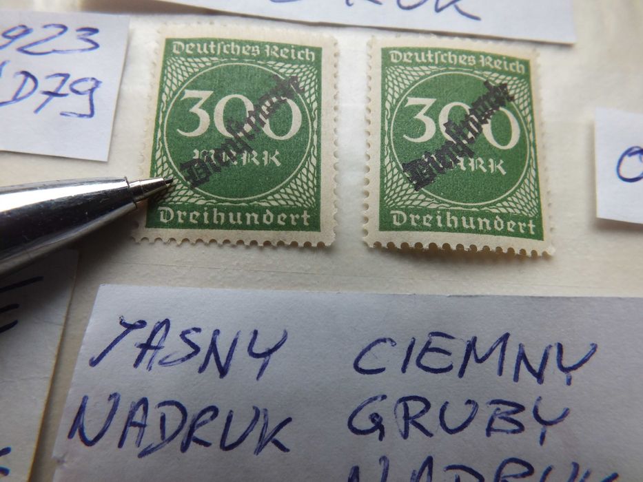 2szt. znaczki Mi D79 przedruk DIENST odcień Niemcy 1923r. CYFRY Rzesza