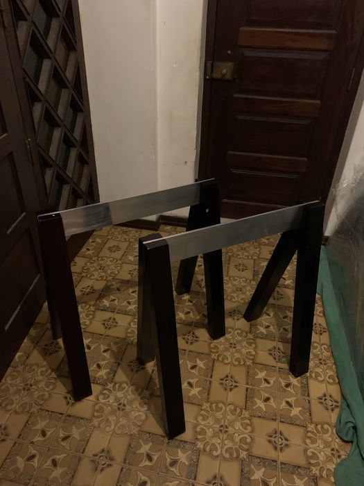 Mesa Secretária de Designer Francês Habitat "Archi" (Tréteaux) – Edição Vintage em Wengé e Aço Escovado (160cmx81)