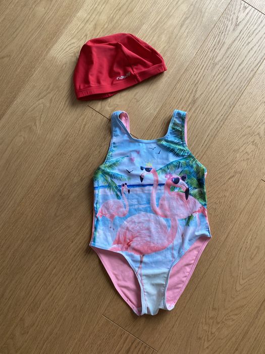 Zestaw strój kąpielowy dziewczęcy 122/128 i czepek
