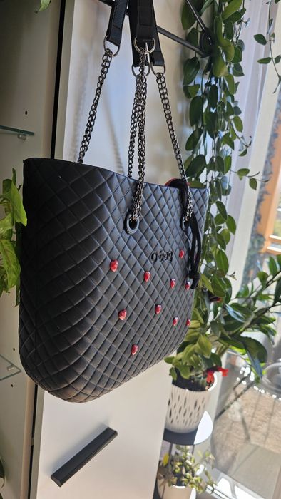 Obag mini pikowana torba torebka o bag mini pik czarna bordo