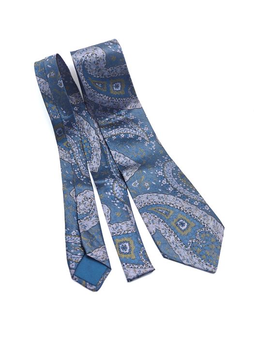 Trussardi granatowy jedwabny krawat paisley ady15