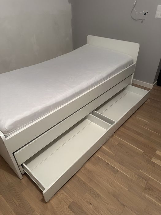 Rama lóżka ikea 90x200 z dwoma materacami
