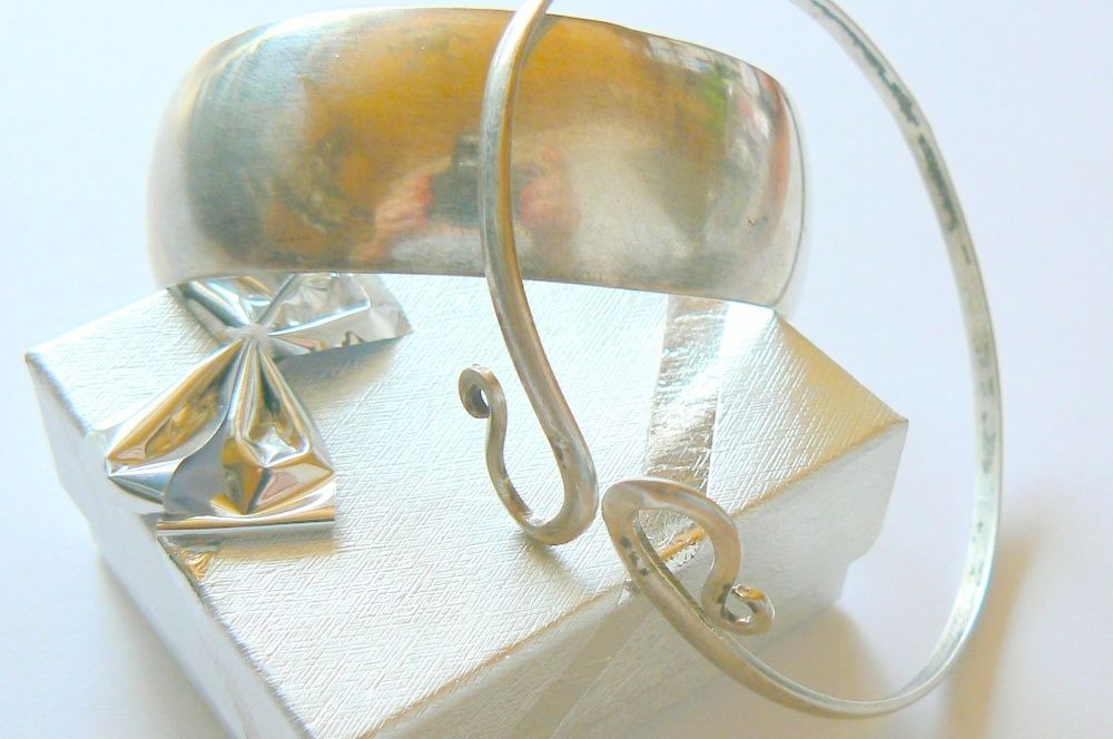 Stare bransoletki ze srebra-zestaw 2 sztuk lata 50-60