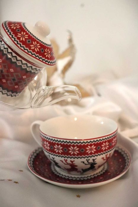 Conjunto Chaleira e chávena de Natal