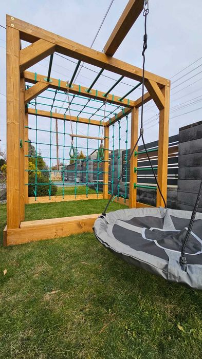 Drewniany plac zabaw MAŁPI GAJ gym set huśtawka montaż lub wysyłka