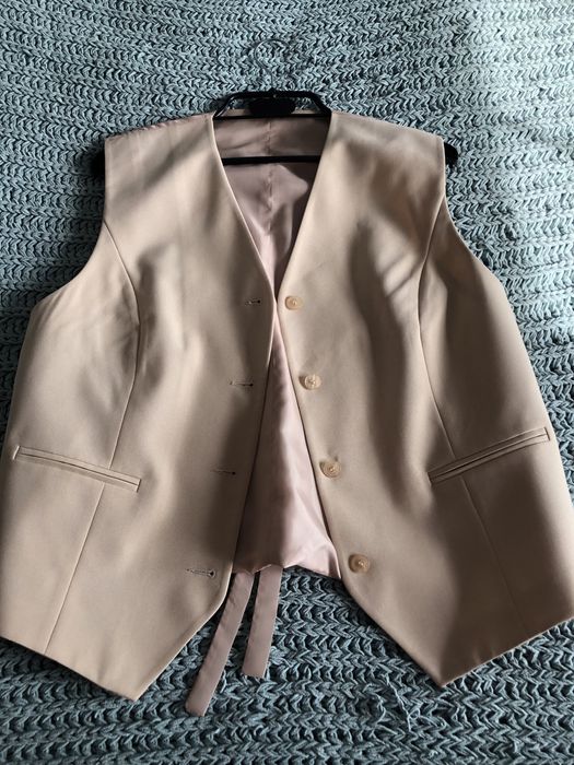 Bezowa kamizelka garniturowa nowa bez metki uniwersalna styl vintage