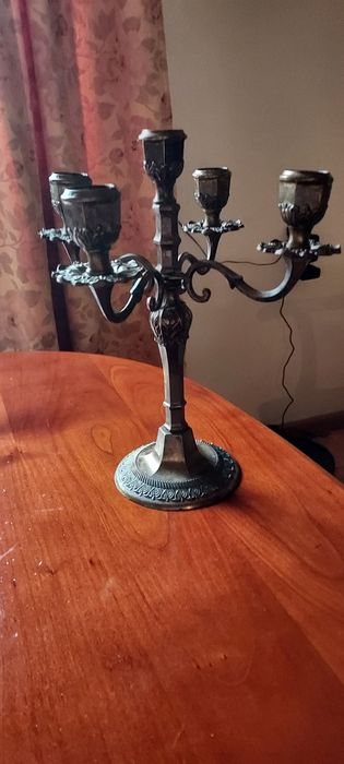 Świecznik czteroramienny mosiądz