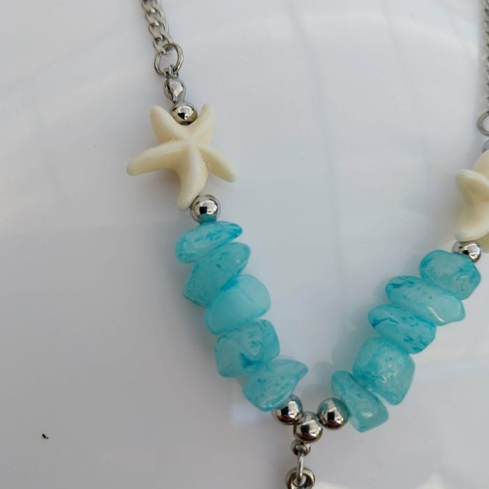 Colar com corrente prateada e Estrela do Mar