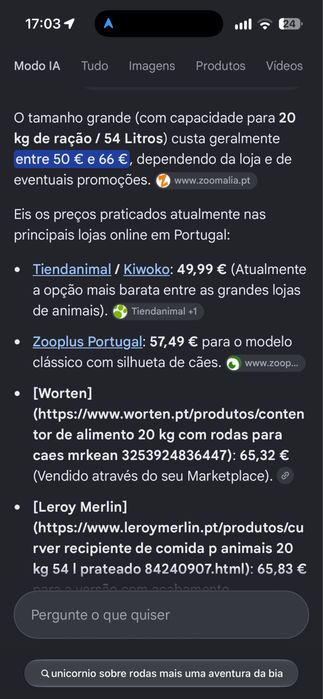 Caixa para colocar sacos de comida de caes de grande porte.