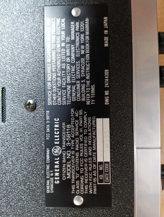 Radio CB GE 3-5811B Novo