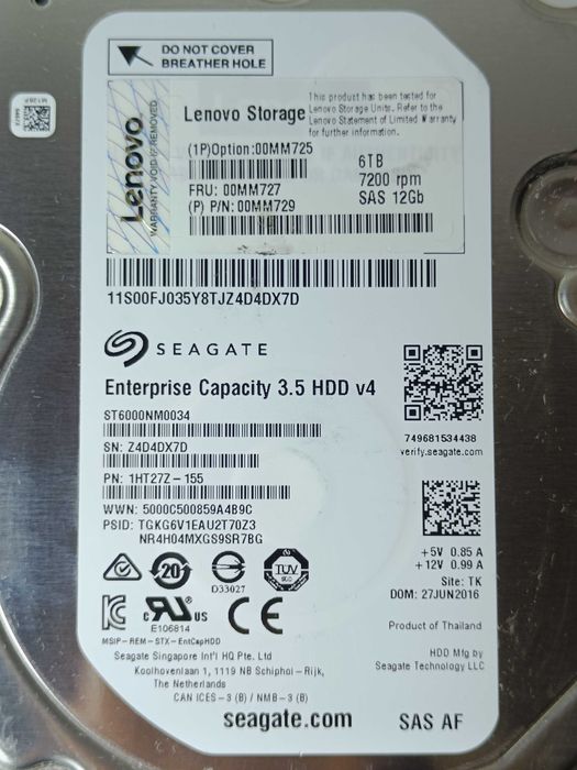 Серверний Хард Диск HDD Seagate 6TB Enteprice 7200RPM SAS 12GB/s 3.5