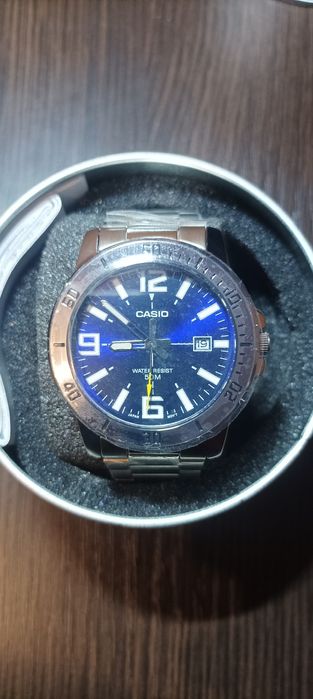 Чоловічий годинник Casio MTP-VD01D-2E Синій зі сріблястим