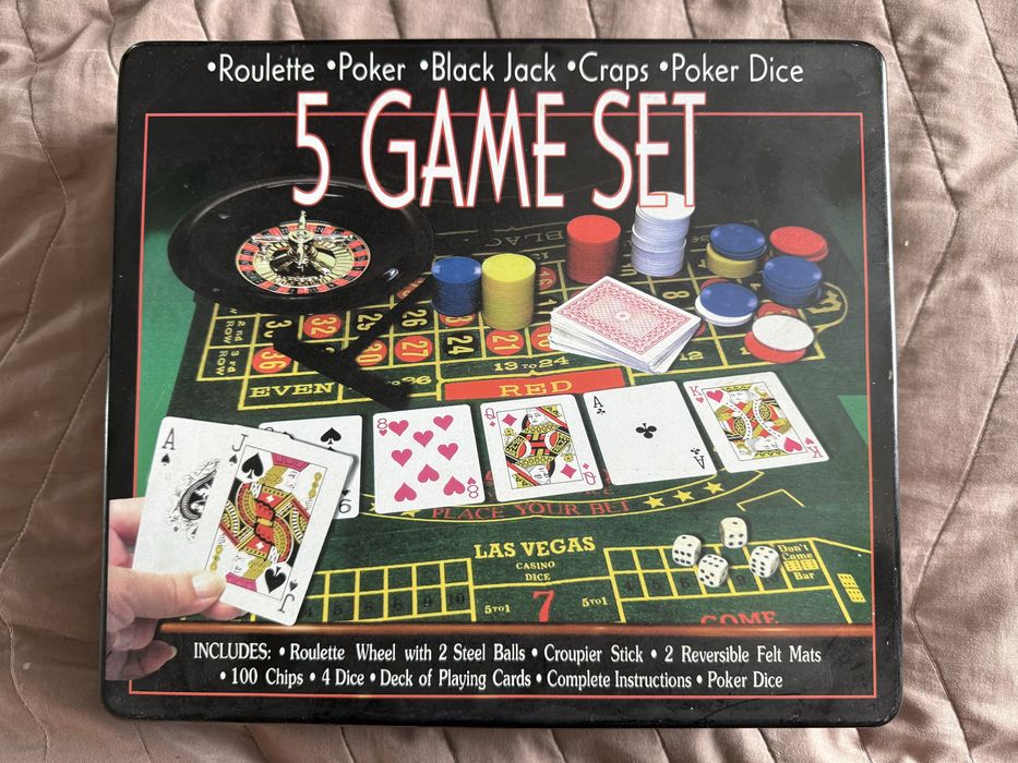 Набір ігровий 5 в 1, покер, рулетка, блек джек, крепс і кістки