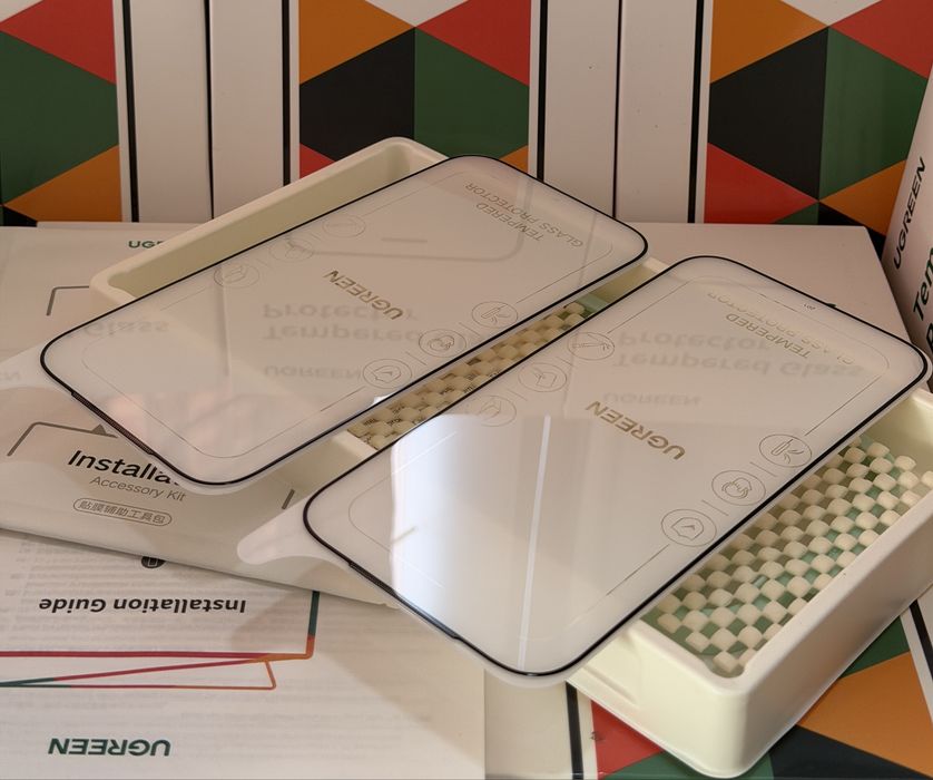 Защитное стекло Ugreen iPhone 17 Pro Max, 17 Pro, полное покрытие, 9D With Black Border, 2 стекла, очень тонкие рамки